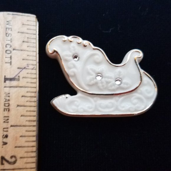 Holiday Jewelry - Lenox Christmas Sleigh Brooch - Picture 2 of 3